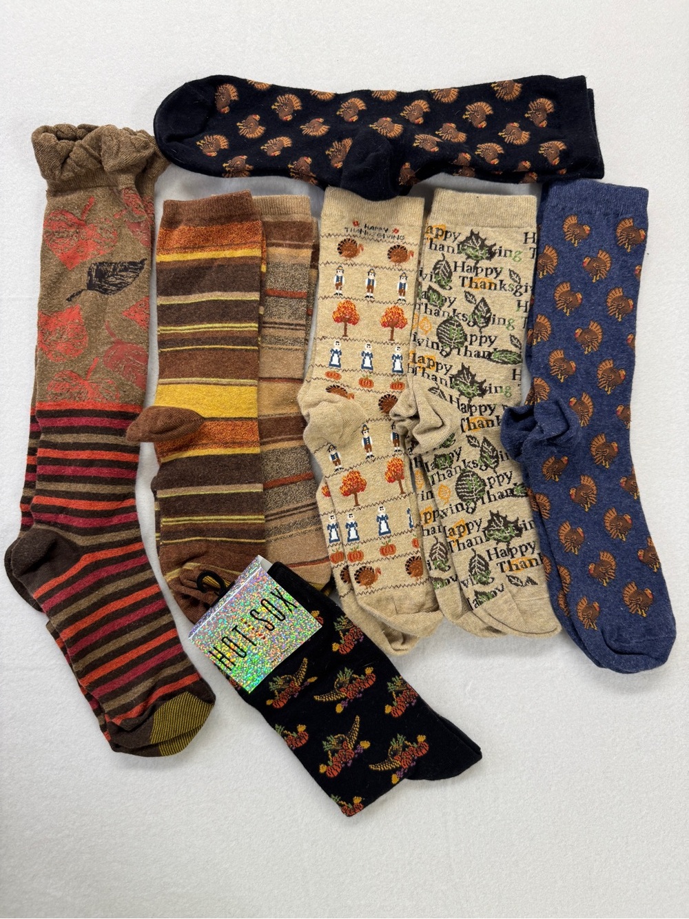 Hot Sox Harvest & Thanksgiving Themed Crew Socks -
9 pairs